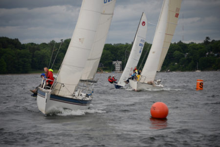 Lake Champlain Yacht Club Wednesday night sailboat race on Shelburne Bay, Shelburne, VT.